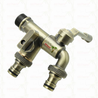 2つの出口ガーデンビブコック 青銅の蛇口 青銅の蛇口 バルブ 水道蛇口 1/2 "-1"