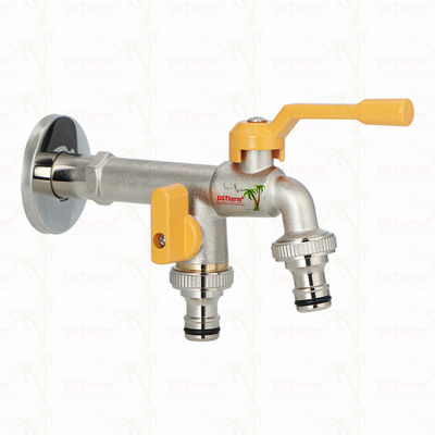 長口真鍮製ヘビーデューティーダブルアウトレットタップ 延長ボディ蛇口 真鍮製蛇口 1/2インチ*3/4インチ*3/4インチ