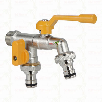 真鍮製経済的ダブルアウトレット水栓 真鍮製蛇口 ニッケルめっき 真鍮タップ 1/2"*3/4"*3/4"