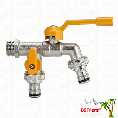 真鍮製経済的ダブルアウトレット水栓 真鍮製蛇口 ニッケルめっき 真鍮タップ 1/2"*3/4"*3/4"