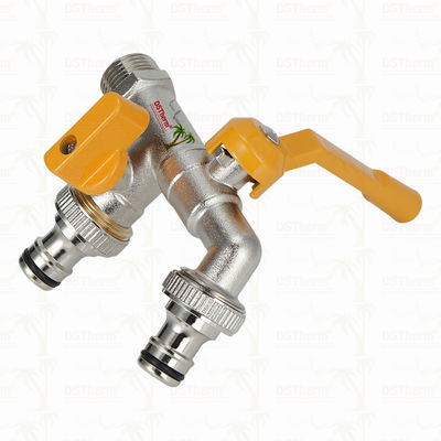 真鍮製経済的ダブルアウトレット水栓 真鍮製蛇口 ニッケルめっき 真鍮タップ 1/2"*3/4"*3/4"