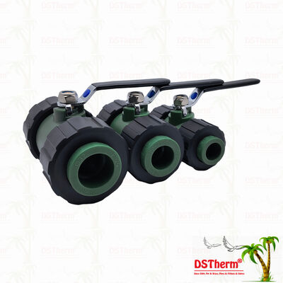 PPR ダブル ユニオン ボール バルブ ブラス ボール 鉄 ハンドル 20-63MM オーダーメイド ロゴ