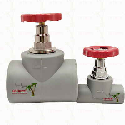 グレイ クロムメッキ PPR ストップバルブ 真鍮カートリッジ付き グローバルバルブ 20-110mm